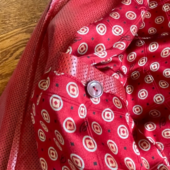 Brioni leather bomber jacket red RARE PERFECT - Picture 5 of 12